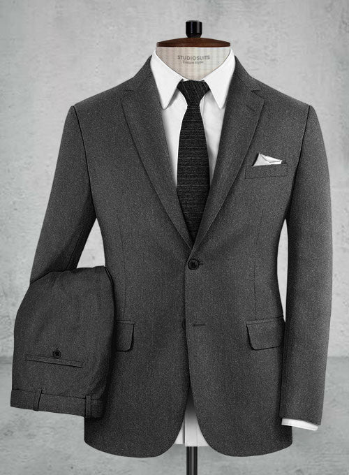 Reda Flannel Charcoal Wool Suit - StudioSuits