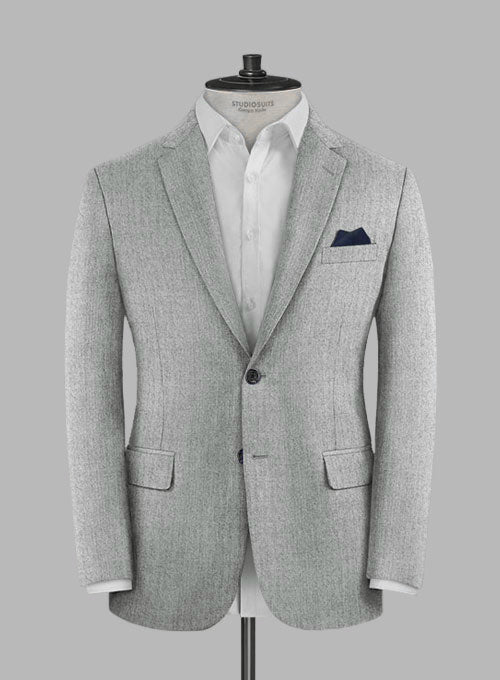 Reda Flannel Light Gray Wool Jacket - StudioSuits
