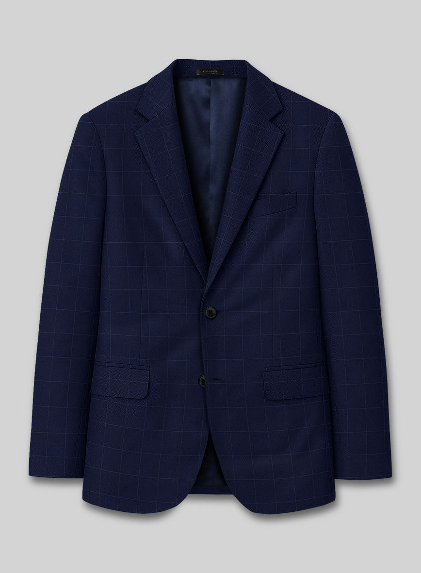 Reda Flexo Blue Checks Wool Jacket - StudioSuits