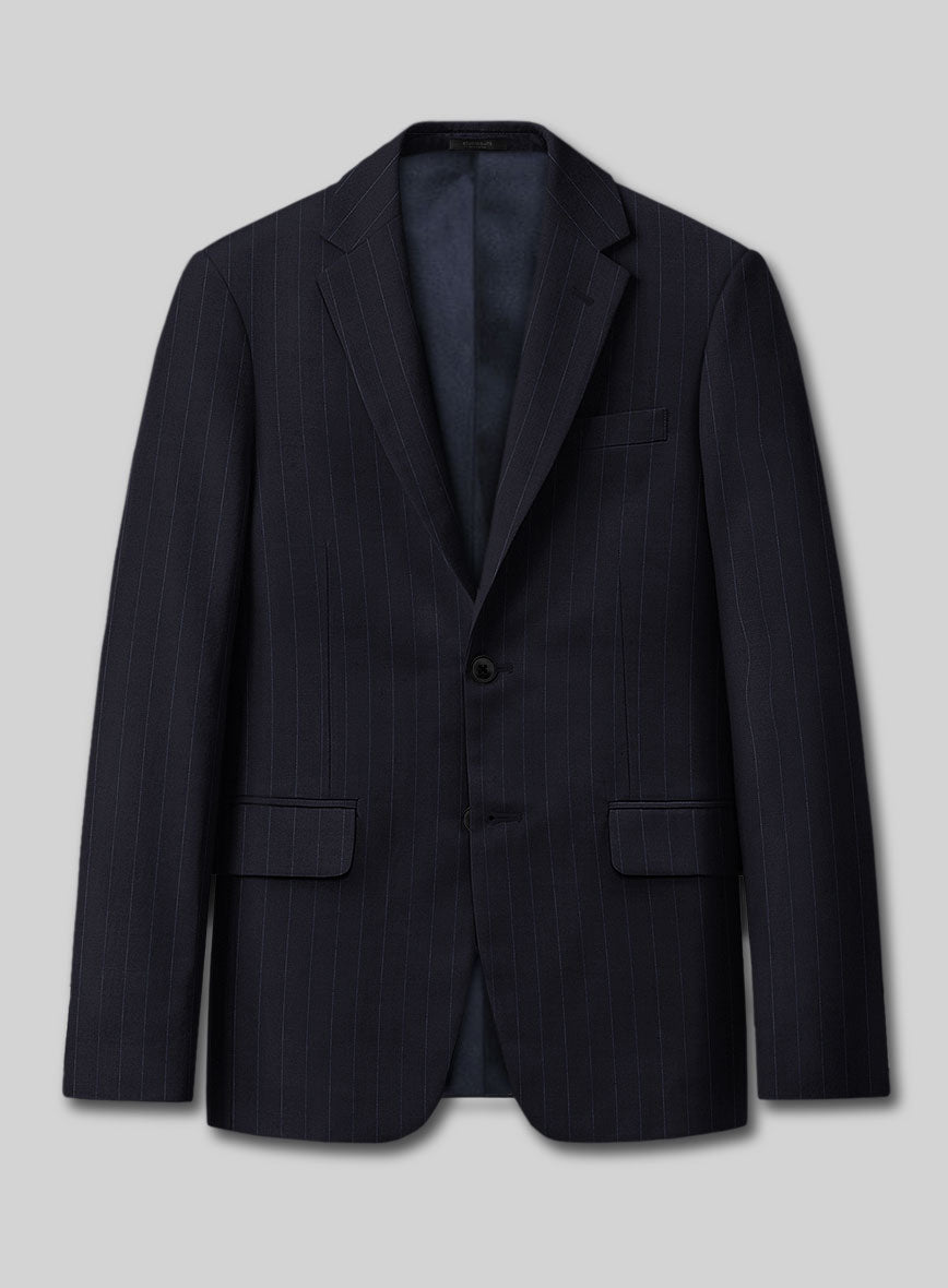 Reda Flexo Dark Blue Stripe Wool Jacket - StudioSuits