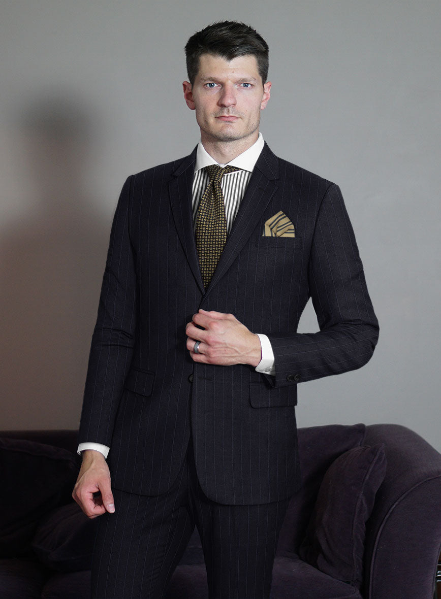 Reda Flexo Dark Blue Stripe Wool Jacket - StudioSuits