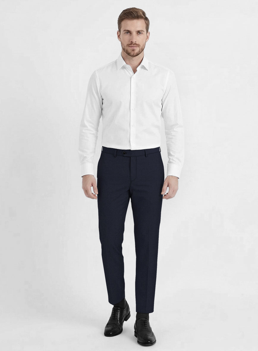 Reda Flexo Dark Midnight Blue Wool Pants - StudioSuits