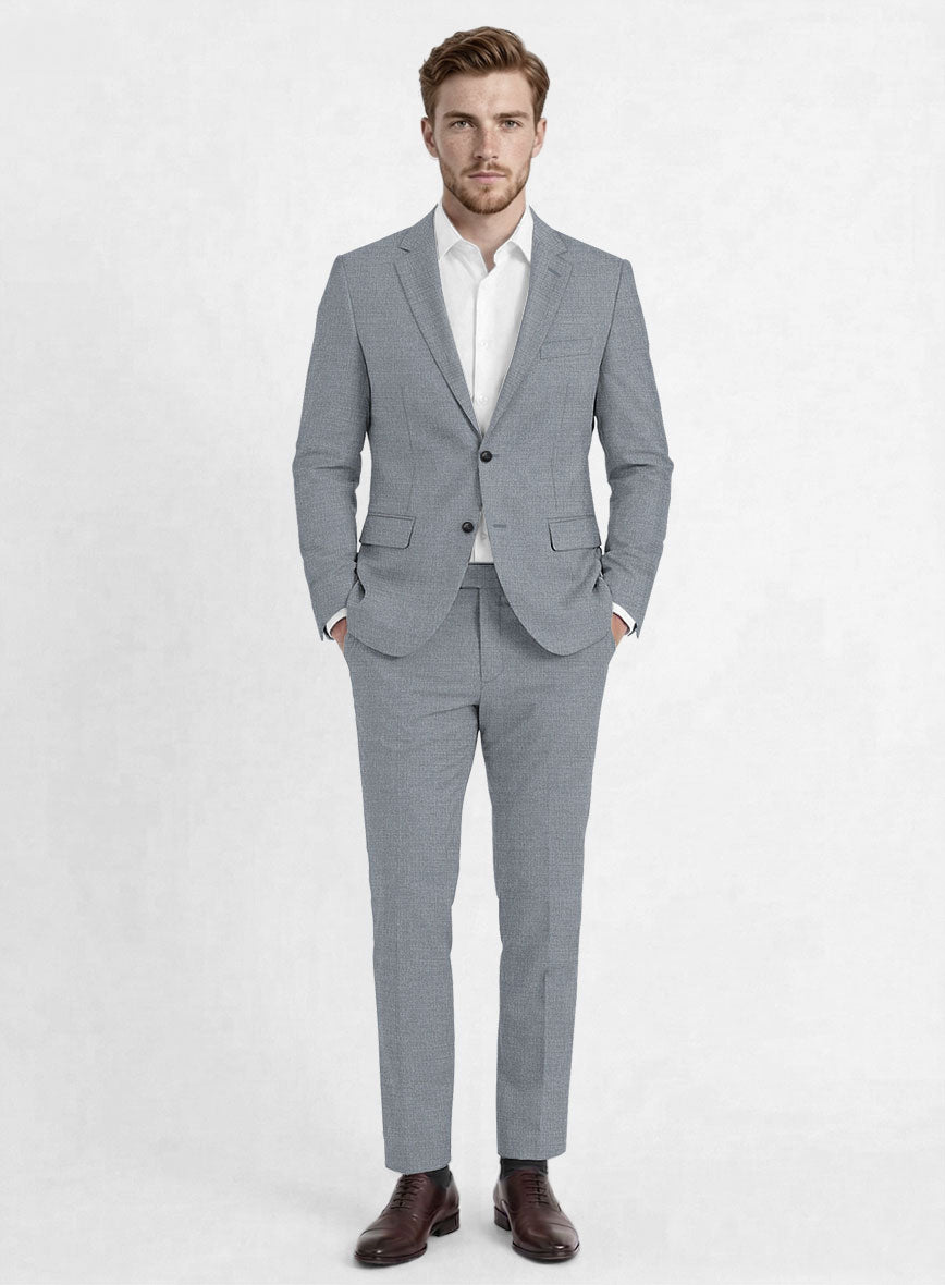 Reda Flexo Light Blue Gray Wool Suit - StudioSuits