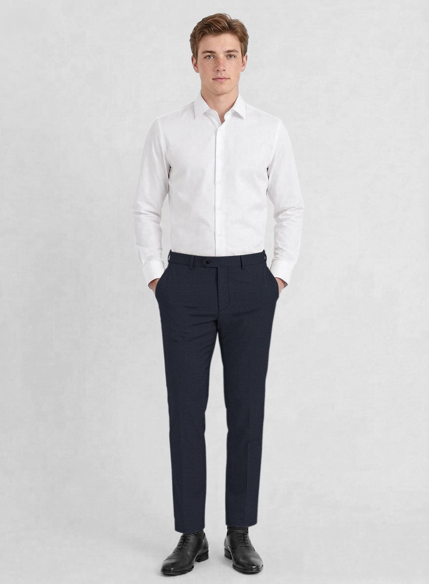 Reda Flexo Navy Blue Wool Pants - StudioSuits