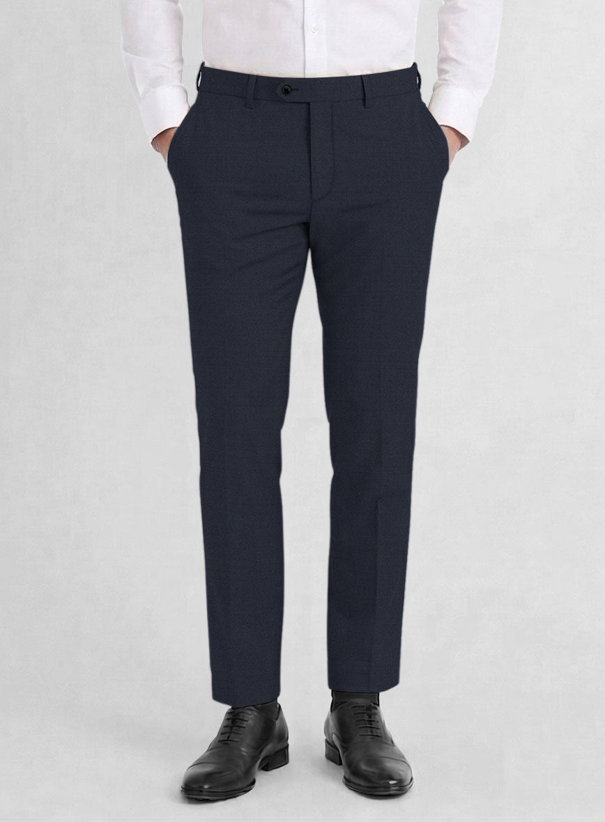 Reda Flexo Navy Blue Wool Pants - StudioSuits