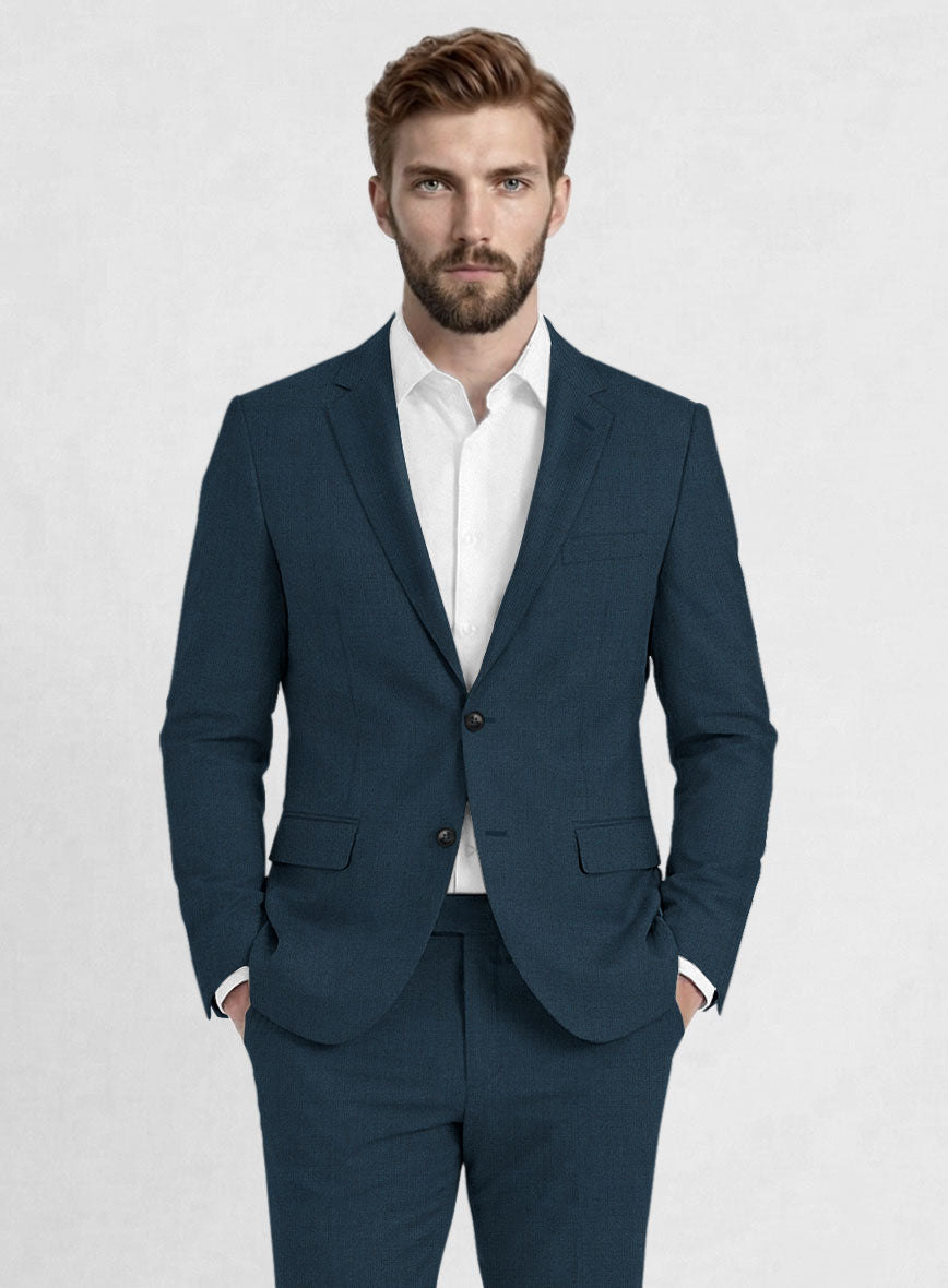 Reda Flexo Teal Blue Wool Jacket - StudioSuits