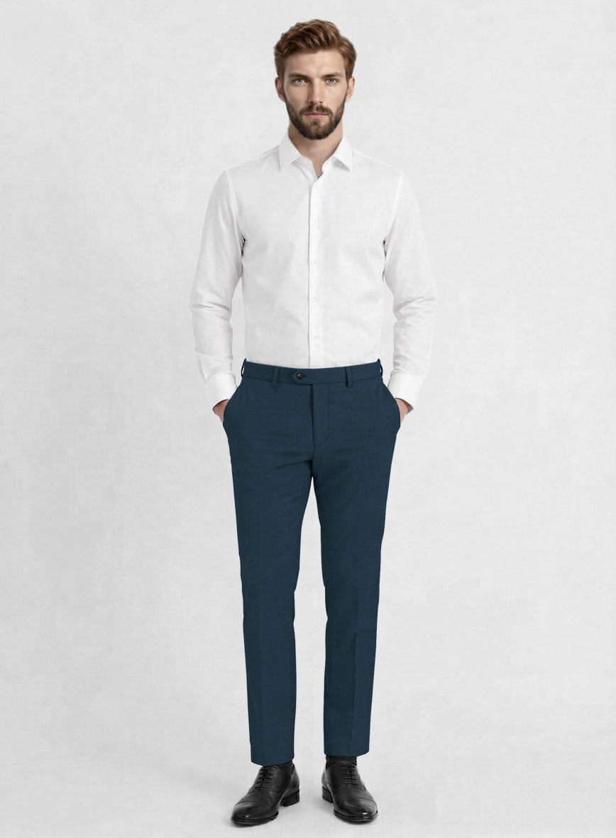 Reda Flexo Teal Blue Wool Pants - StudioSuits
