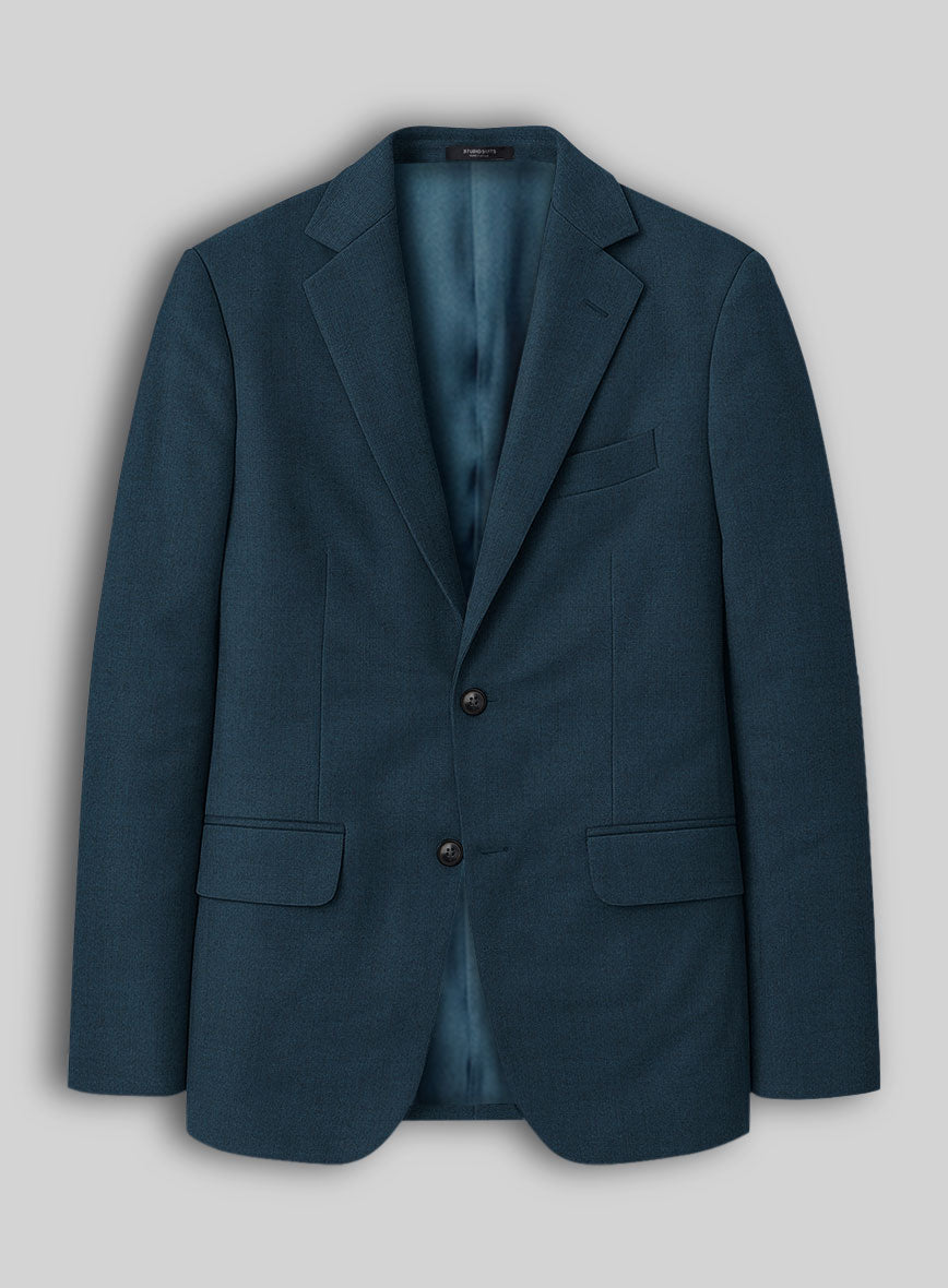 Reda Flexo Teal Blue Wool Jacket - StudioSuits