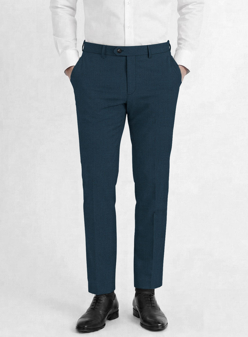 Reda Flexo Teal Blue Wool Pants - StudioSuits