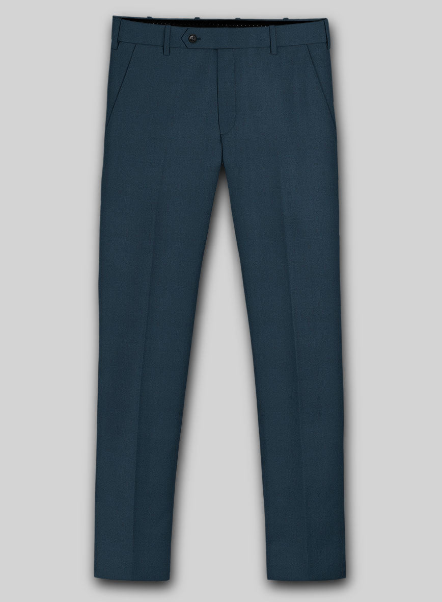 Reda Flexo Teal Blue Wool Pants - StudioSuits