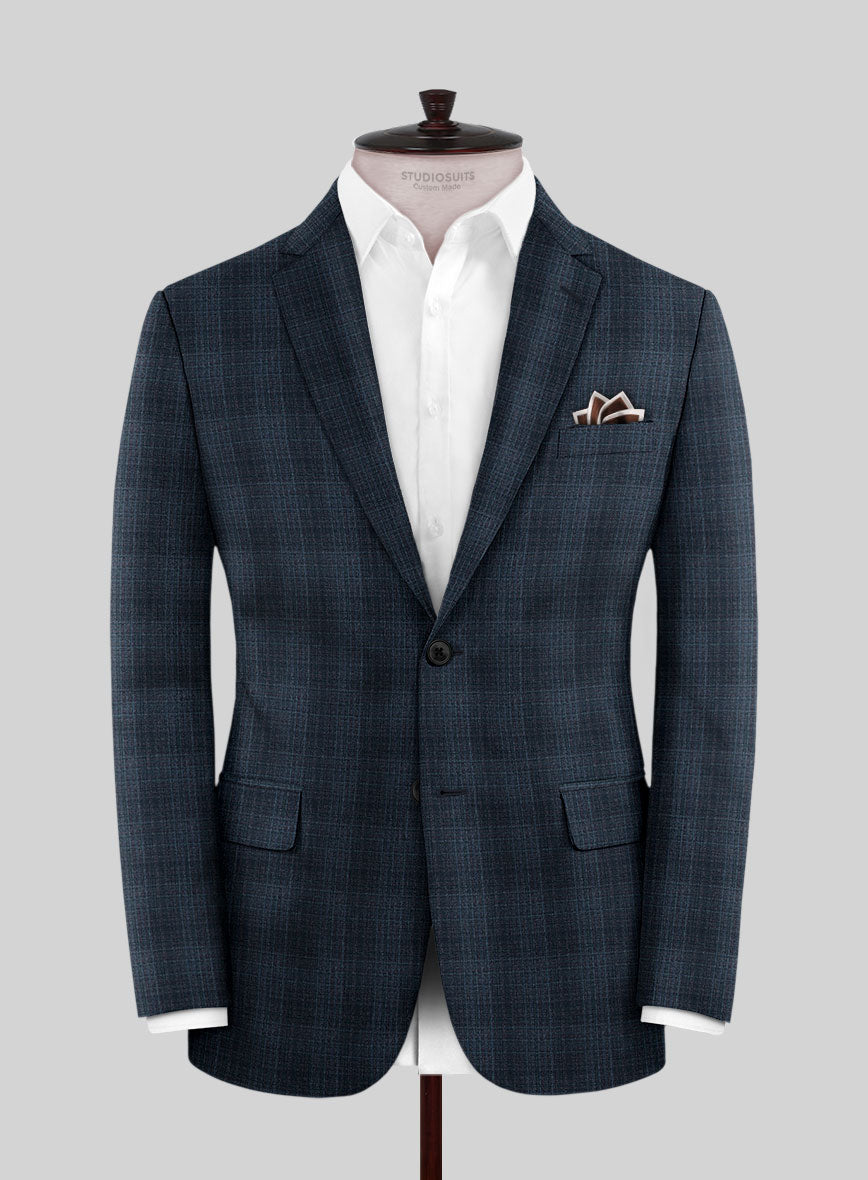 Reda Faruco Blue Checks Wool Jacket - StudioSuits