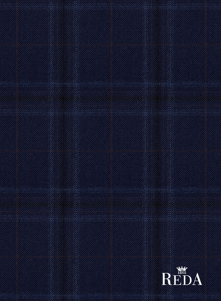Reda Gulf Blue Checks Wool Jacket - StudioSuits