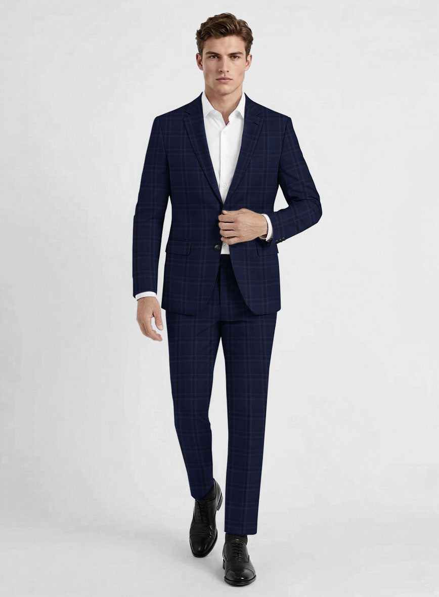 Reda Gulf Blue Checks Wool Suit - StudioSuits