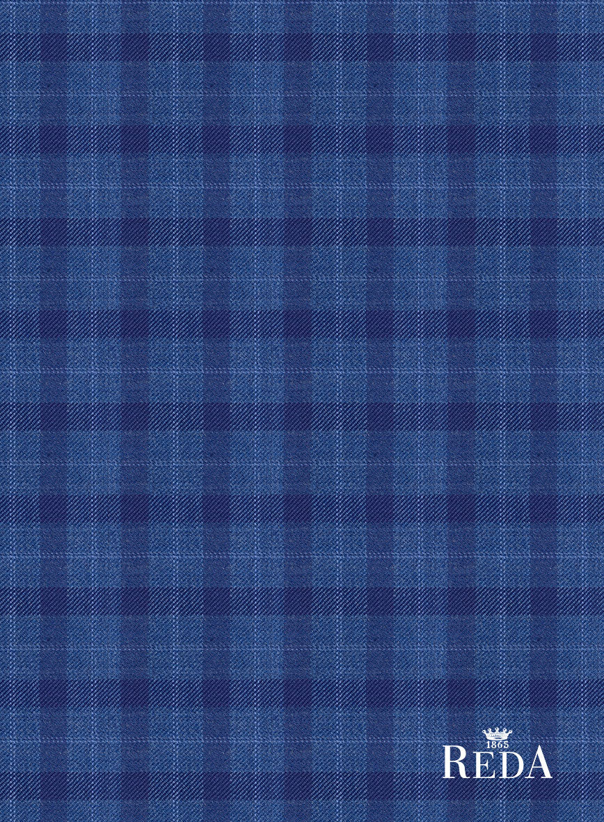 Reda Havelock Blue Checks Wool Pants - StudioSuits