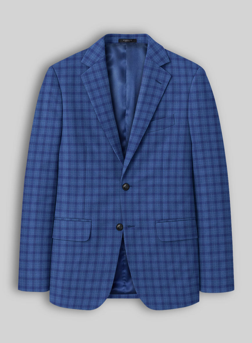 Reda Havelock Blue Checks Wool Jacket - StudioSuits