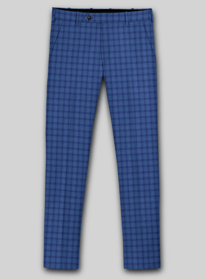 Reda Havelock Blue Checks Wool Pants - StudioSuits