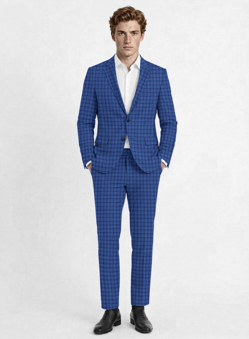 Reda Havelock Blue Checks Wool Suit - StudioSuits