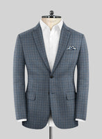 Reda Homio Blue Checks Wool Jacket - StudioSuits