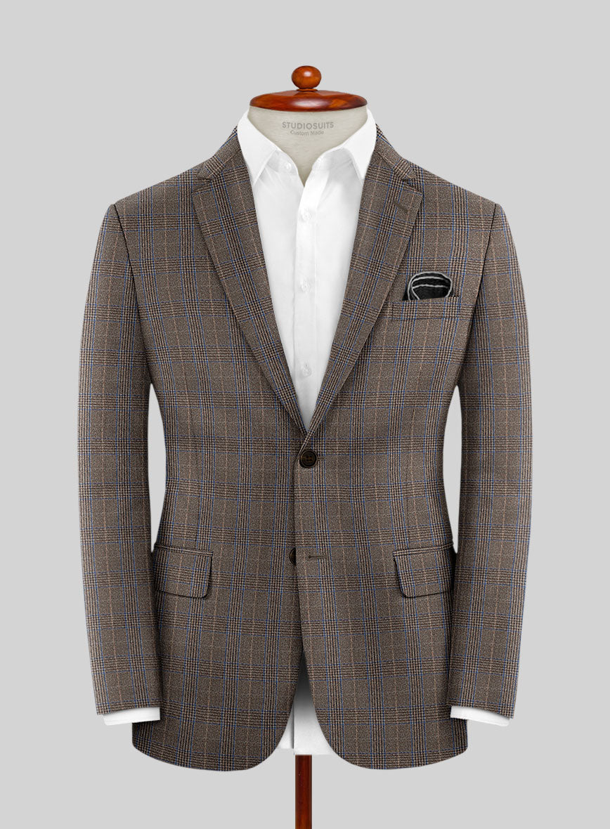 Reda Homio Brown Checks Wool Jacket - StudioSuits
