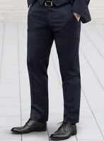 Reda Homio Dark Blue Checks Wool Pants - StudioSuits