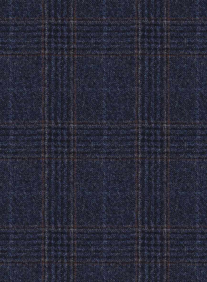 Reda Homio Dark Blue Checks Wool Pants - StudioSuits