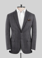 Reda Homio Gray Checks Wool Jacket - StudioSuits