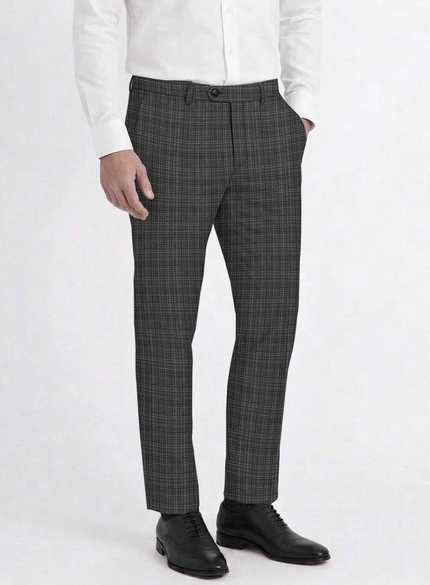 Reda Inleti Black Checks Wool Pants - StudioSuits