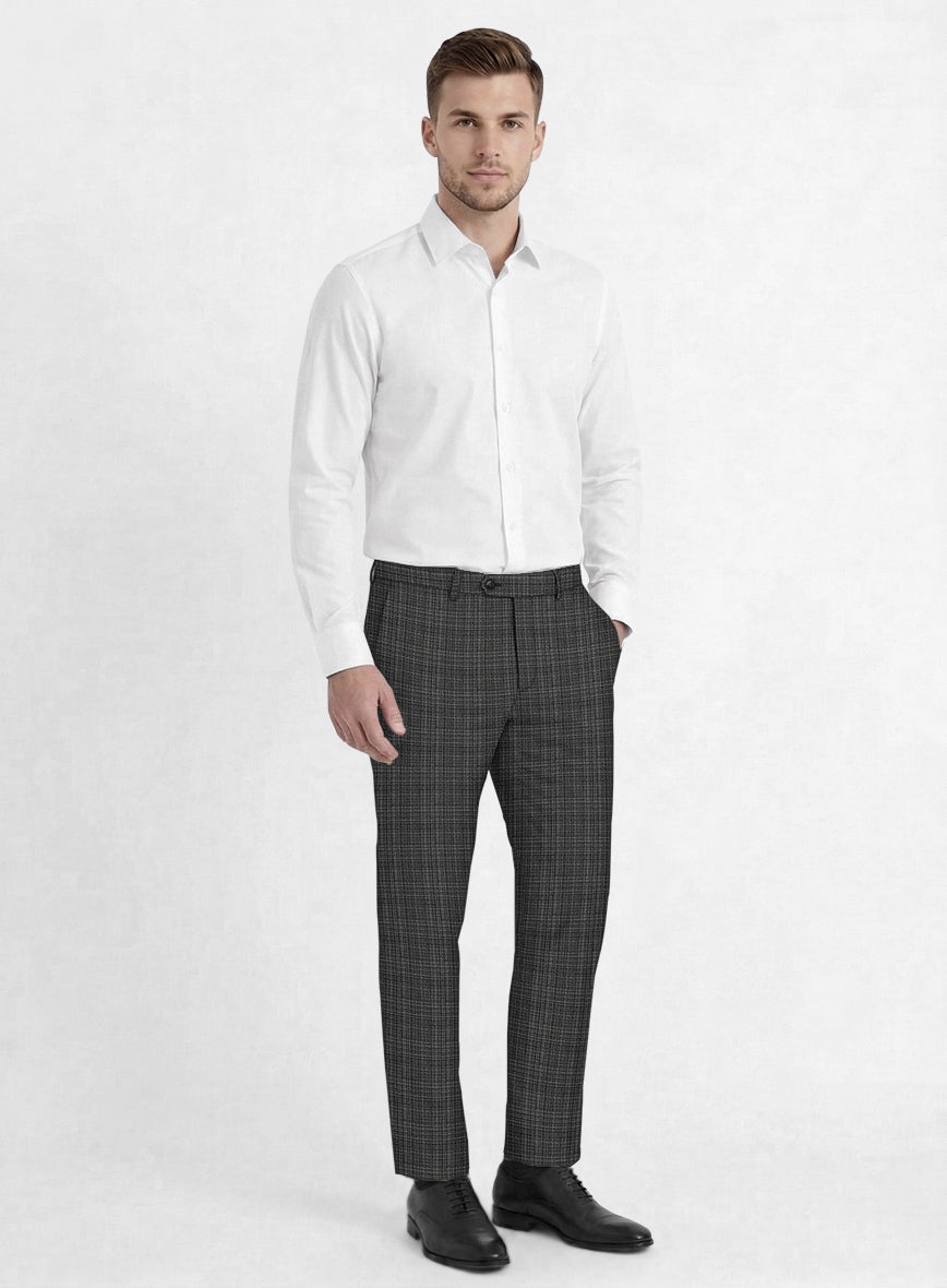 Reda Inleti Black Checks Wool Pants - StudioSuits