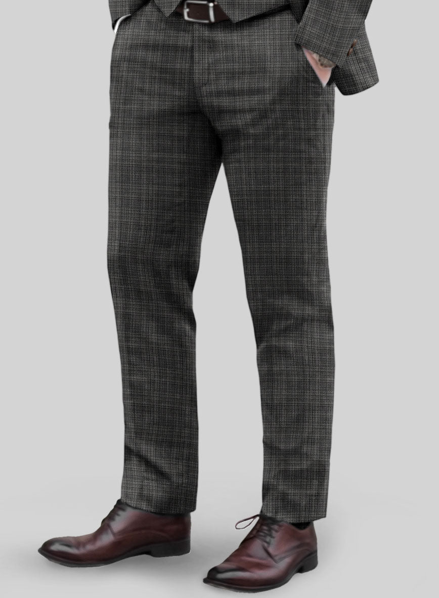 Reda Inleti Black Checks Wool Pants - StudioSuits