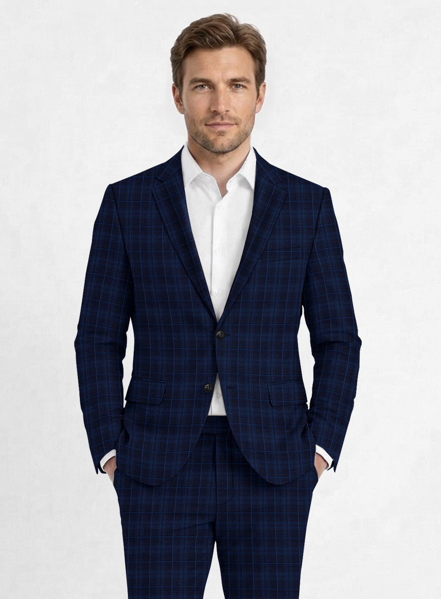 Reda Jagur Blue Checks Wool Jacket - StudioSuits