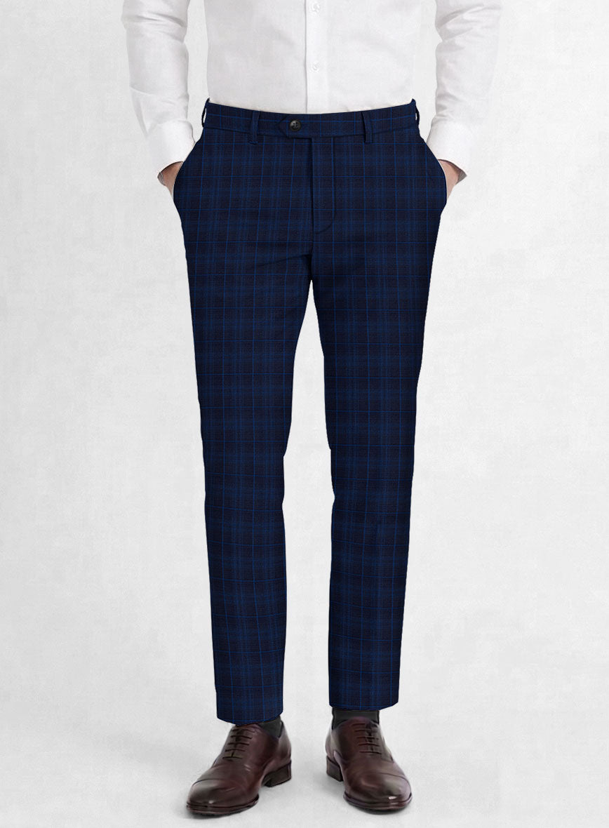Reda Jagur Blue Checks Wool Pants - StudioSuits