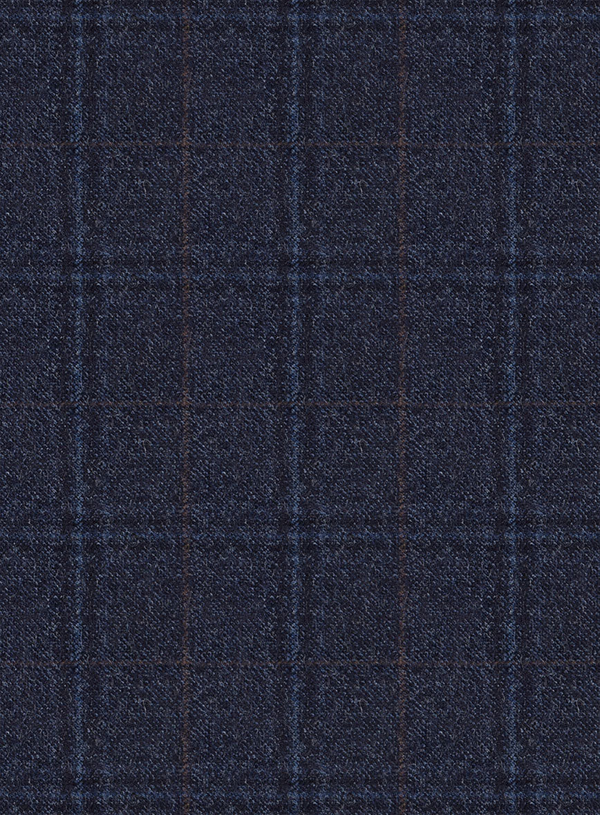 Reda Jeromi Dark Blue Checks Wool Pants - StudioSuits
