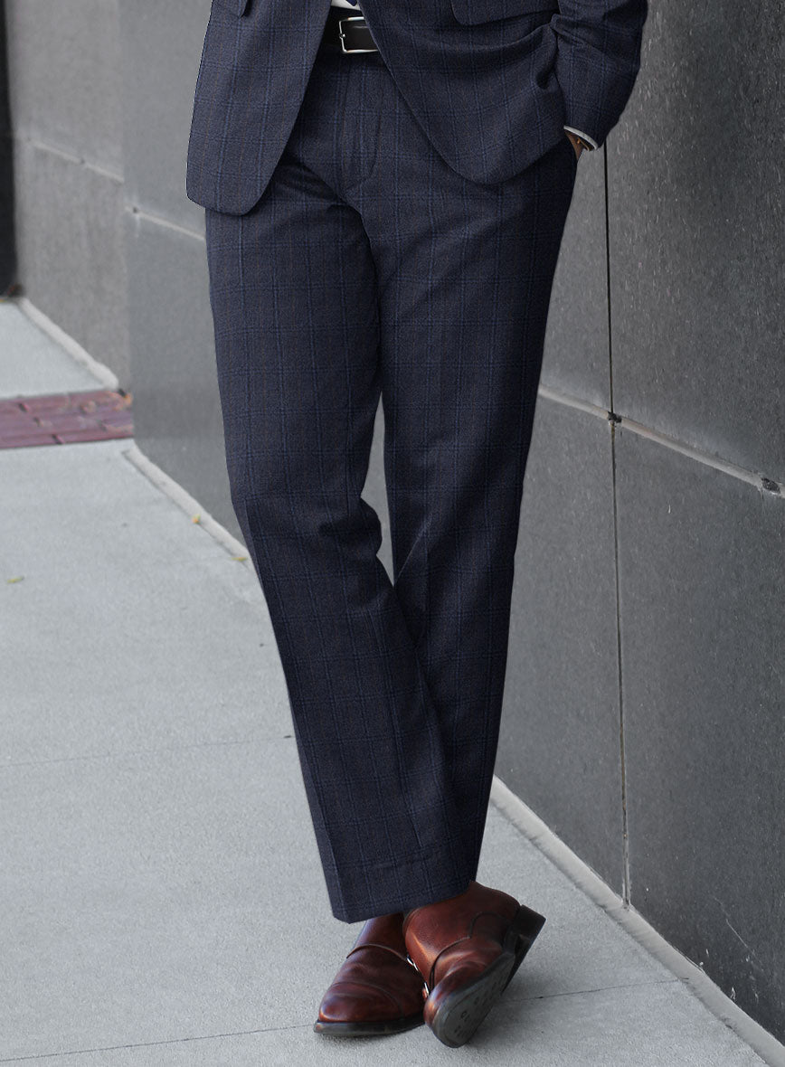 Reda Jeromi Dark Blue Checks Wool Suit - StudioSuits