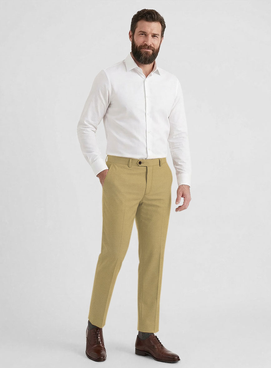 Reda Khaki Pure Wool Pants - StudioSuits