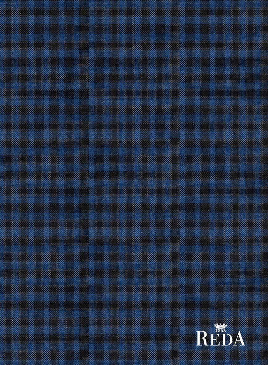 Reda Lapis Blue Checks Wool Pants - StudioSuits