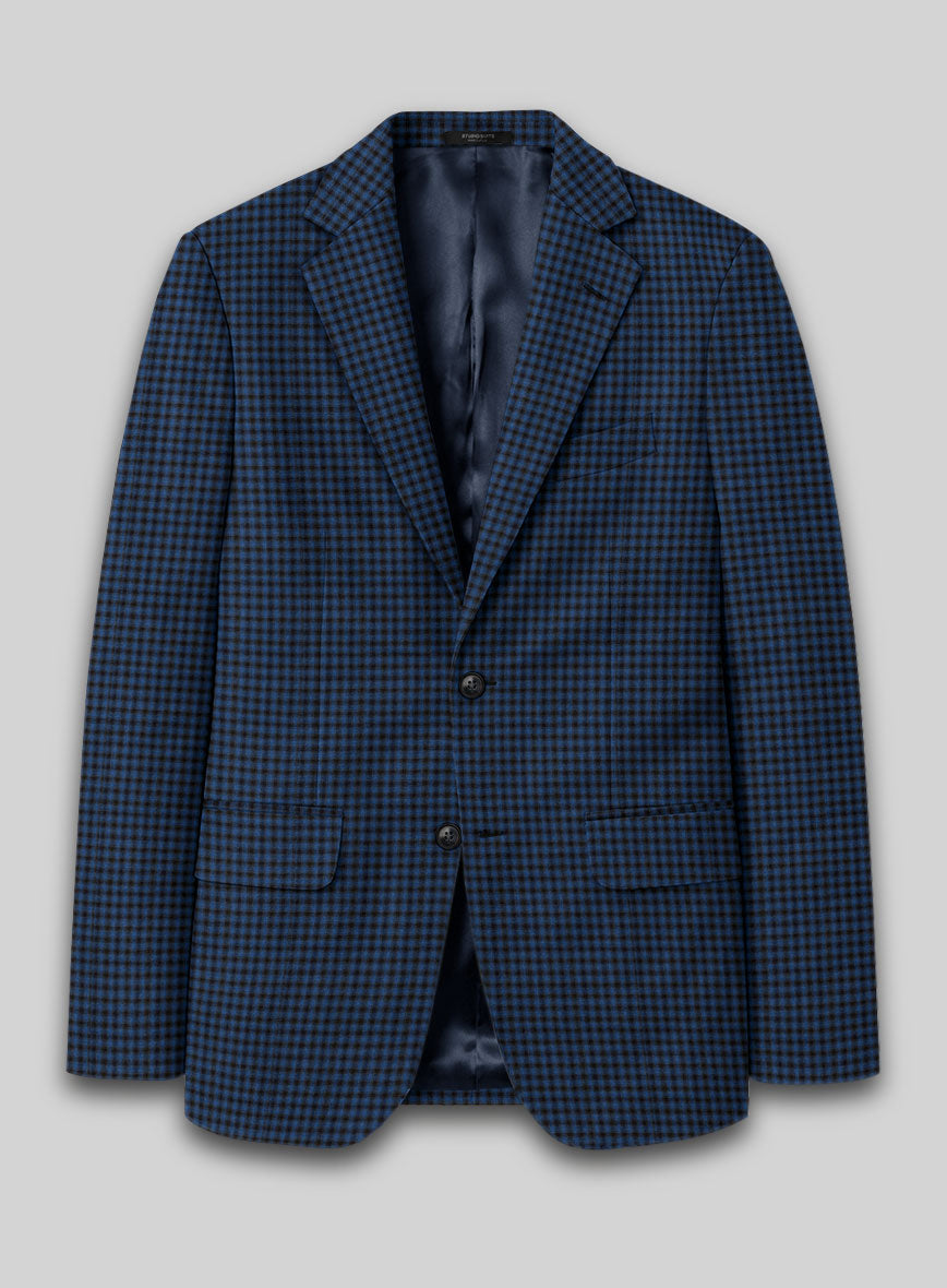 Reda Lapis Blue Checks Wool Jacket - StudioSuits