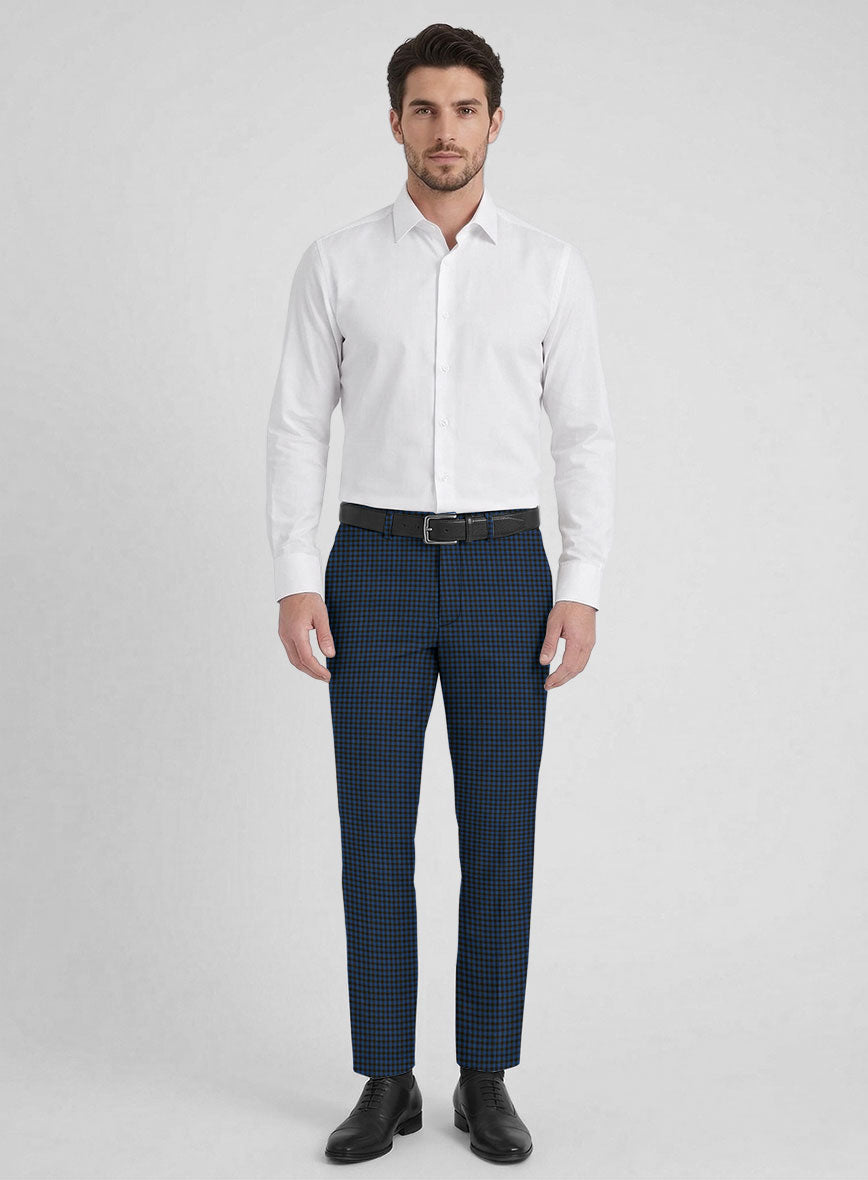 Reda Lapis Blue Checks Wool Pants - StudioSuits