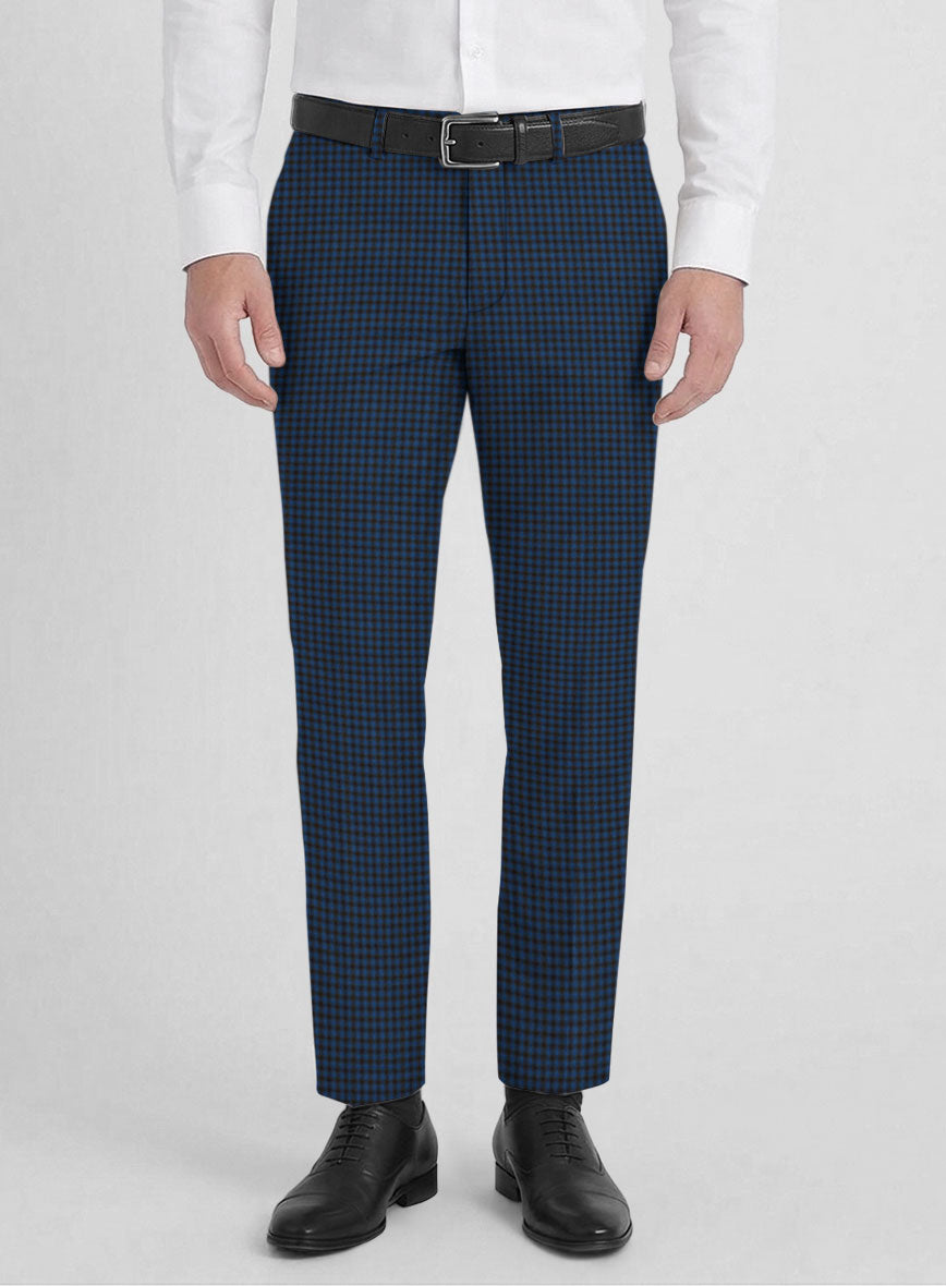 Reda Lapis Blue Checks Wool Pants - StudioSuits