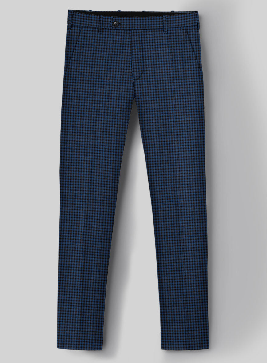 Reda Lapis Blue Checks Wool Pants - StudioSuits