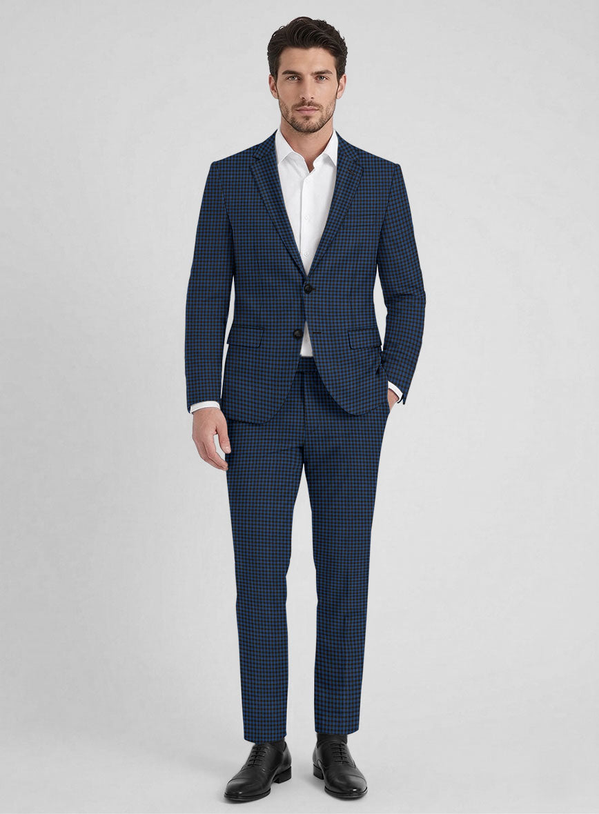 Reda Lapis Blue Checks Wool Suit - StudioSuits