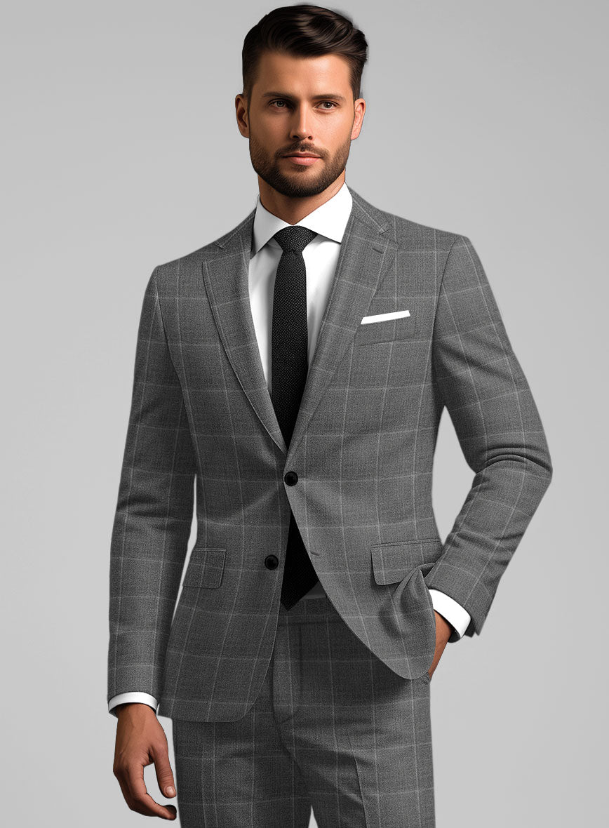 Reda Lindale Gray Checks Wool Jacket - StudioSuits