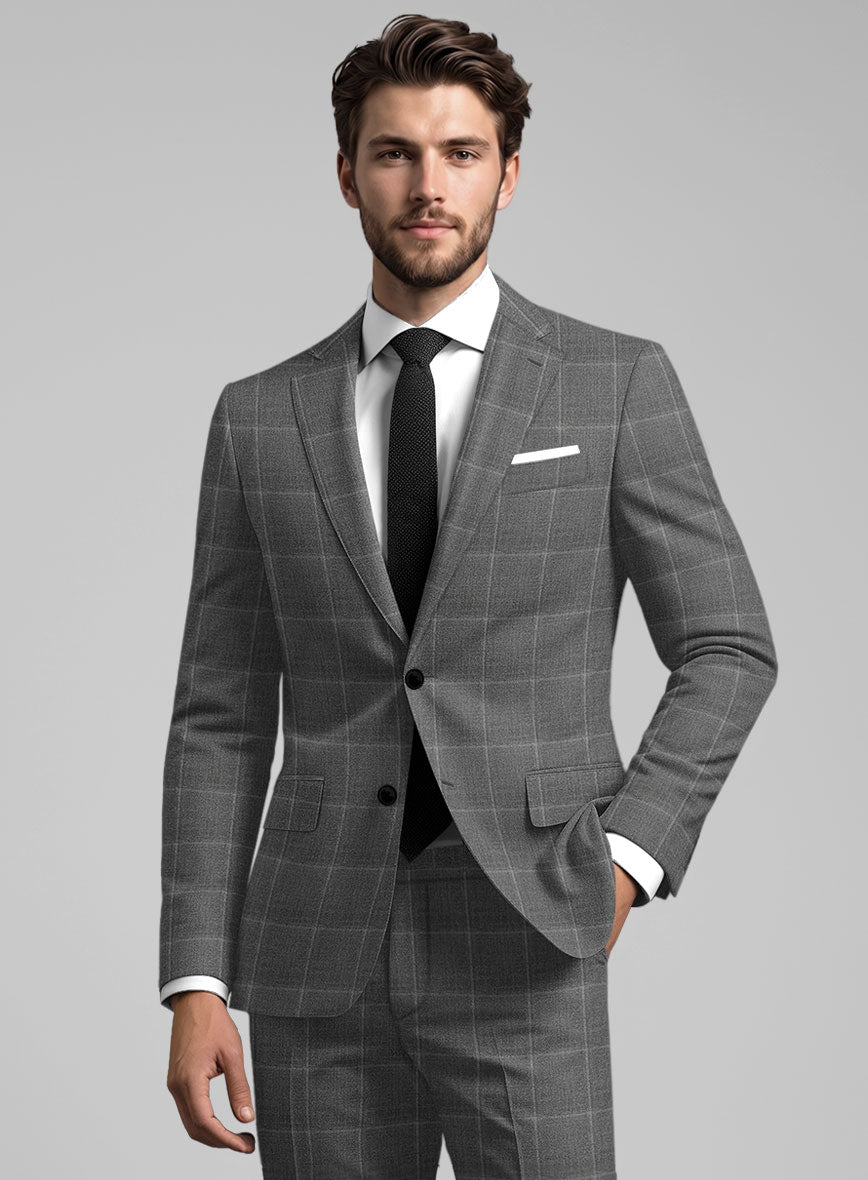 Reda Lindale Gray Checks Wool Suit - StudioSuits