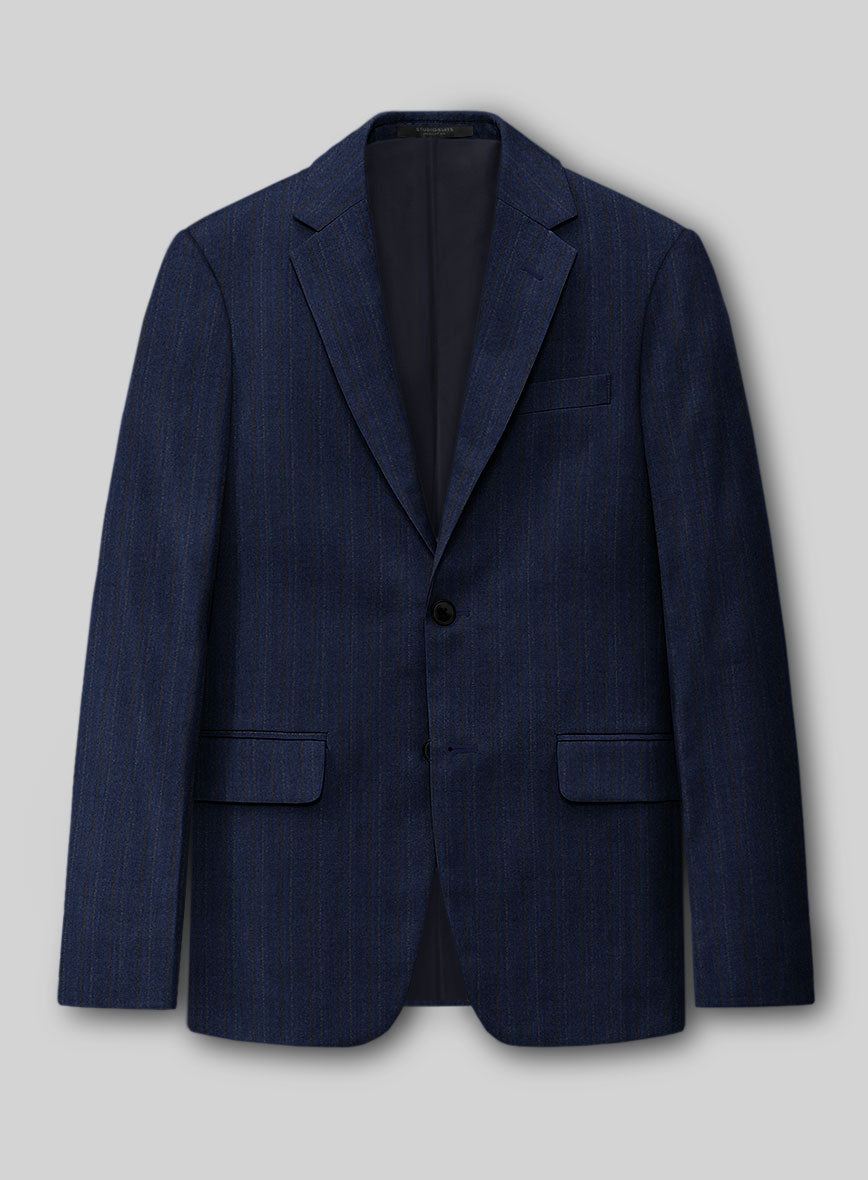 Reda Liora Blue Stripe Wool Jacket - StudioSuits