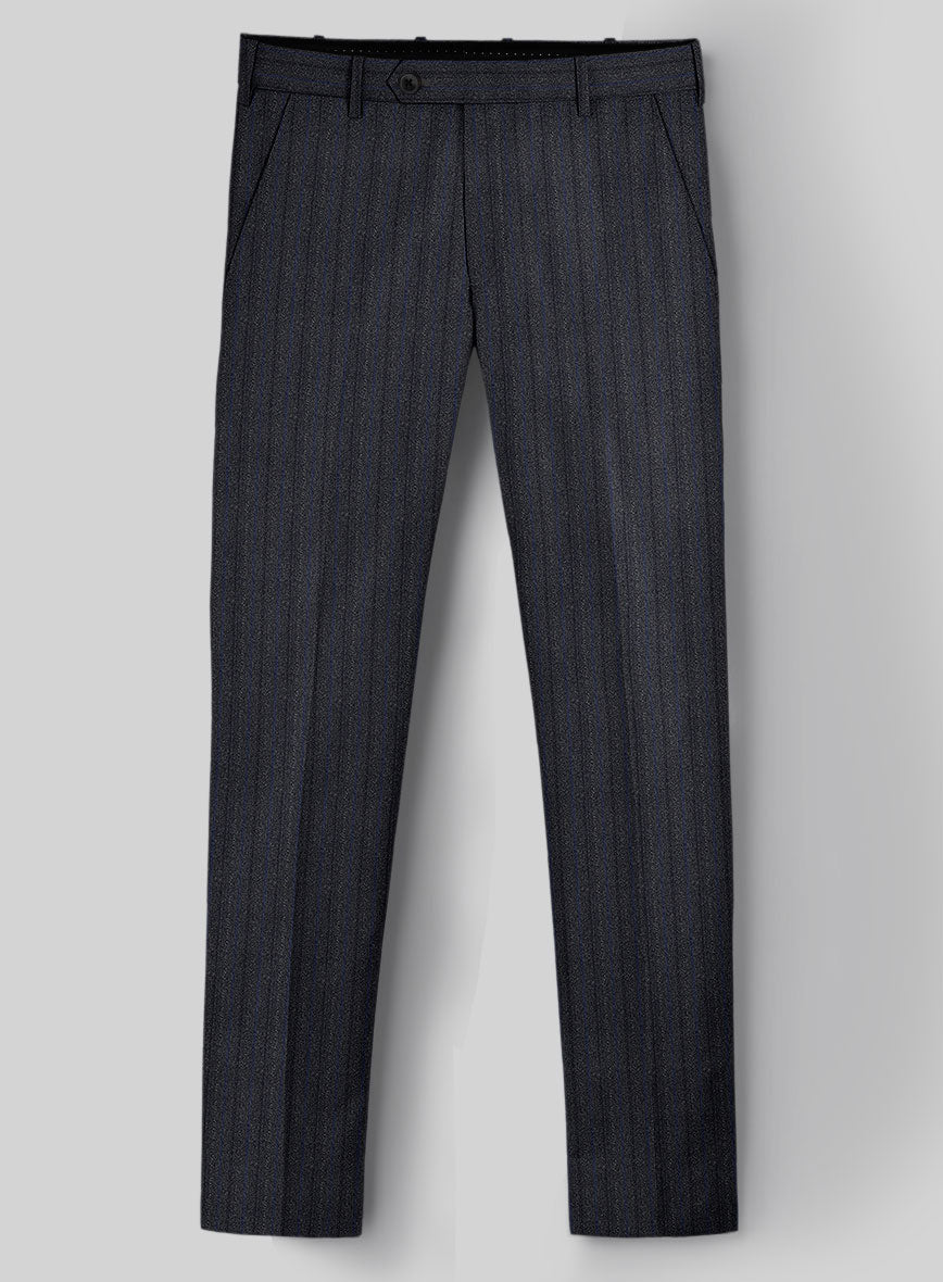 Reda Liora Charcoal Stripe Wool Pants - StudioSuits
