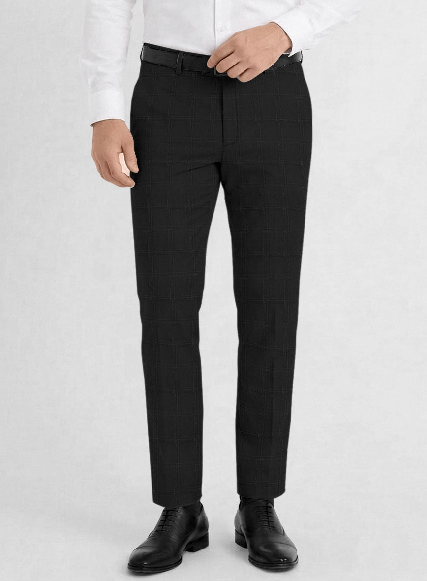 Reda Martes Black Checks Wool Pants - StudioSuits