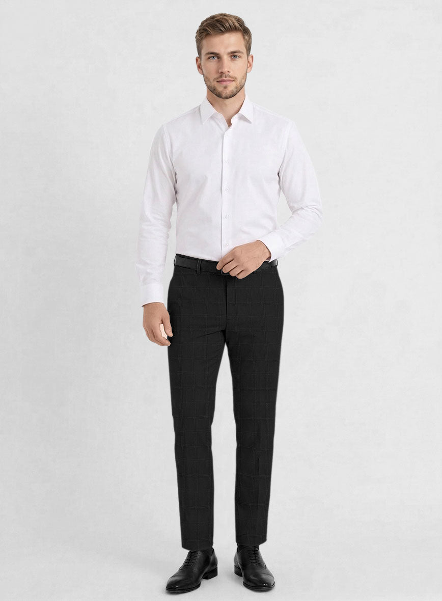 Reda Martes Black Checks Wool Pants - StudioSuits