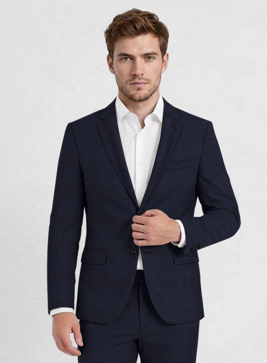 Reda Martes Blue Checks Wool Jacket - StudioSuits