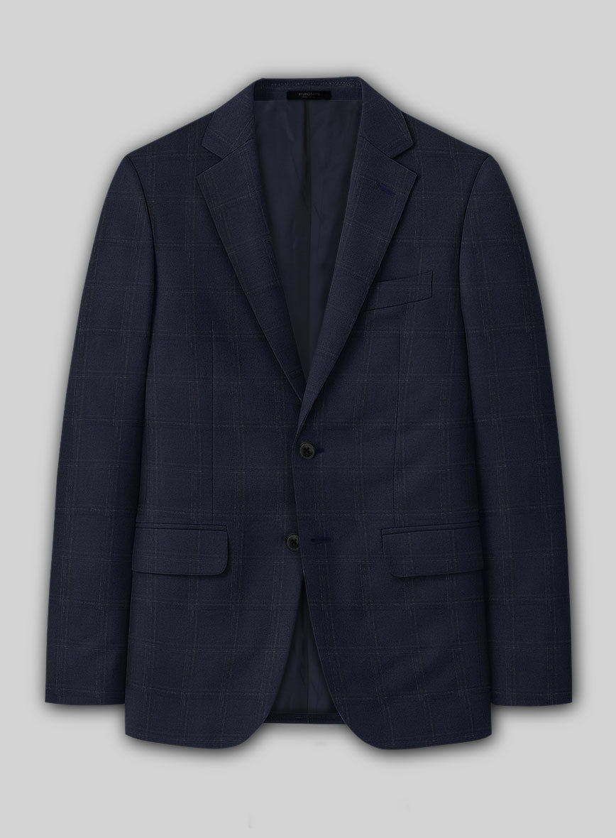 Reda Martes Blue Checks Wool Jacket - StudioSuits