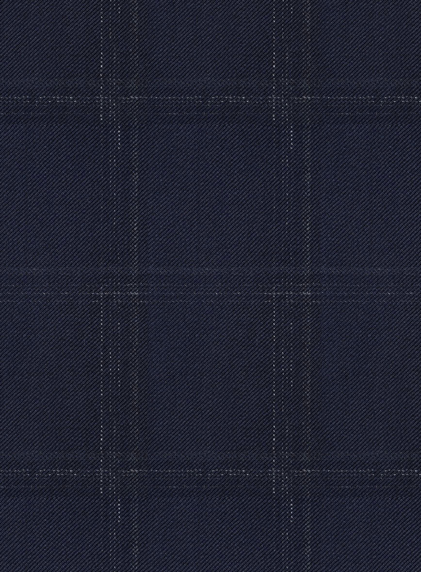 Reda Martes Blue Checks Wool Pants