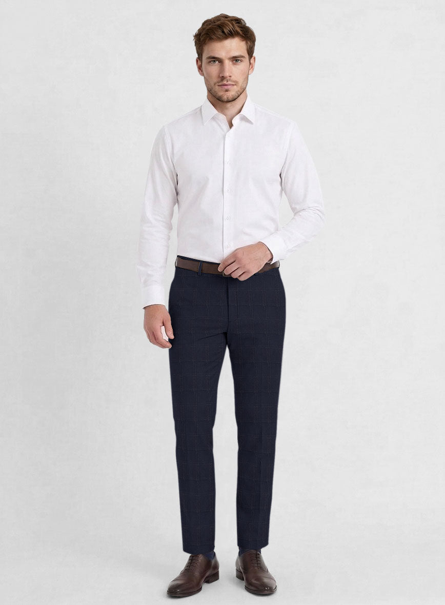 Reda Martes Blue Checks Wool Pants - StudioSuits